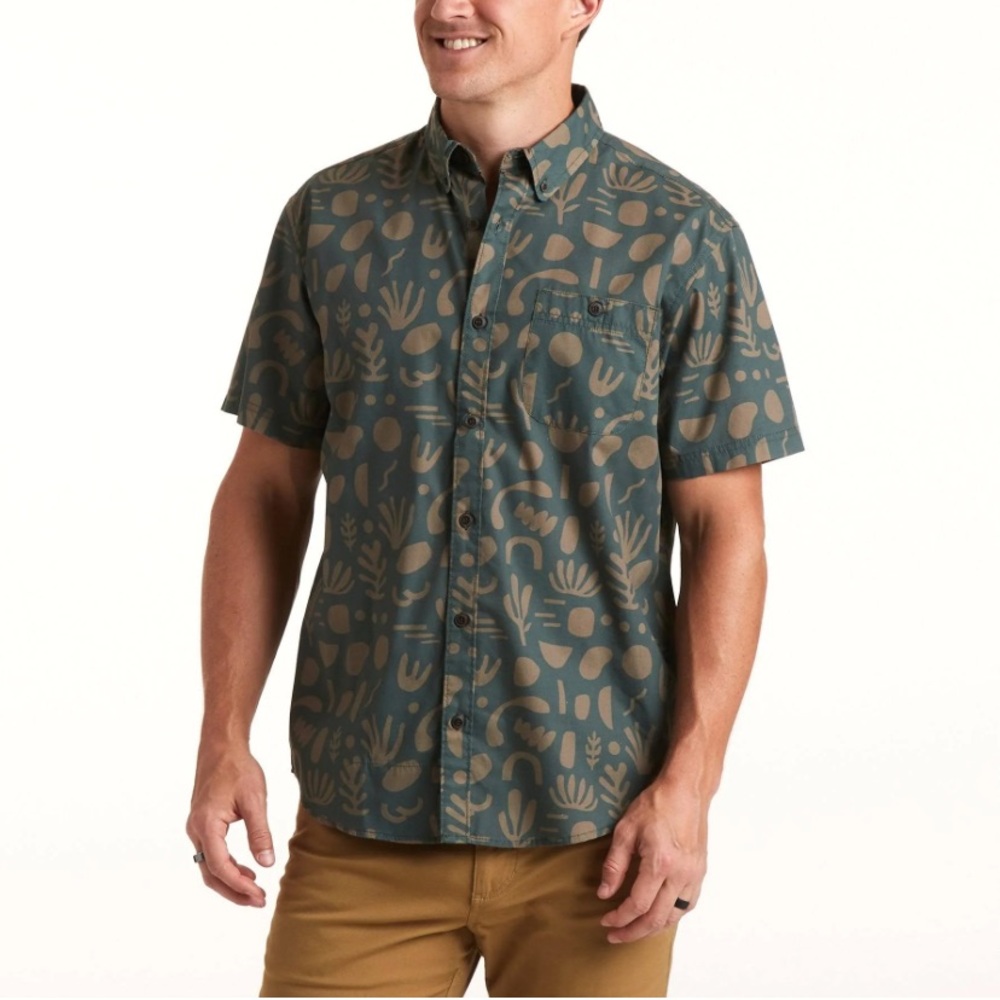 Howler Brothers Green and Tan Casual Button Down Shirt